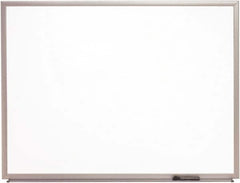 Ability One - 2" High x 37" Wide Porcelain on Steel Magnetic Marker Board with Wood Frame - Porcelain, 52" Deep - Exact Tooling