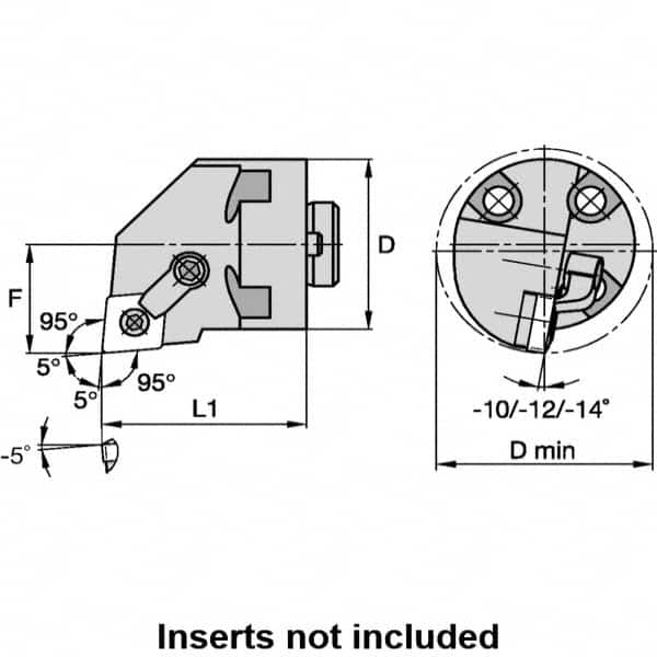 Kennametal - 50mm Body Diam, Manual Single Cutter Boring Head - 63mm Bore Diam - Exact Tooling