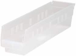 Quantum Storage - 40 Lb. Load Capacity, 17-7/8" Deep, Clear Polypropylene Hopper Shelf Bin - 4" High x 4-1/8" Wide x 17-7/8" Long - Exact Tooling