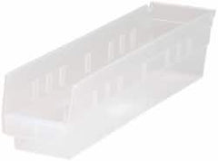 Quantum Storage - 40 Lb. Load Capacity, 17-7/8" Deep, Clear Polypropylene Hopper Shelf Bin - 4" High x 4-1/8" Wide x 17-7/8" Long - Exact Tooling