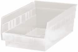 Quantum Storage - 30 Lb. Load Capacity, 11-5/8" Deep, Clear Polypropylene Hopper Shelf Bin - 4" High x 6-5/8" Wide x 11-5/8" Long - Exact Tooling