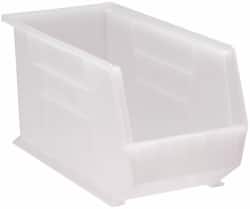 Quantum Storage - 60 Lb. Load Capacity, 18" Deep, Clear Polypropylene Hopper Stacking Bin - 9" High x 8-1/4" Wide x 18" Long - Exact Tooling