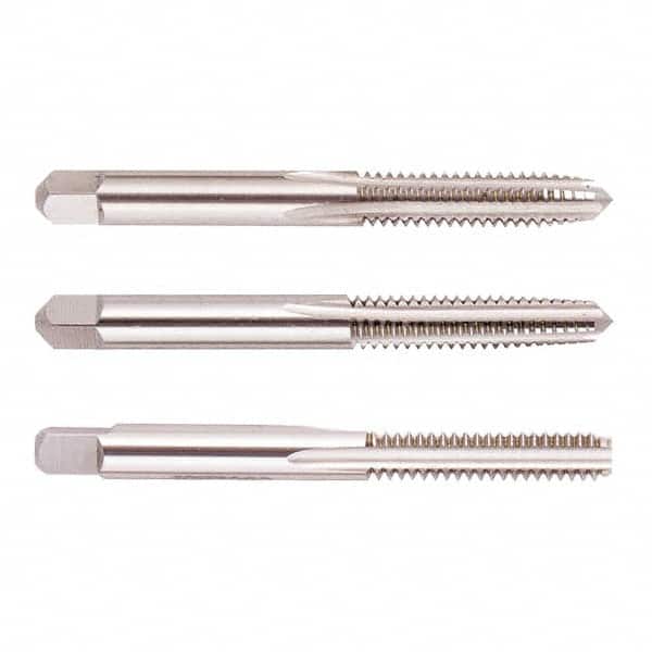 Regal Cutting Tools - #3-48 UNC, 3 Flute, Bottoming, Plug & Taper, Uncoated, Uncoated Finish, High Speed Steel Tap Set - 1-13/16" OAL, 1/2" Thread Length, 2B Class of Fit - Exact Tooling