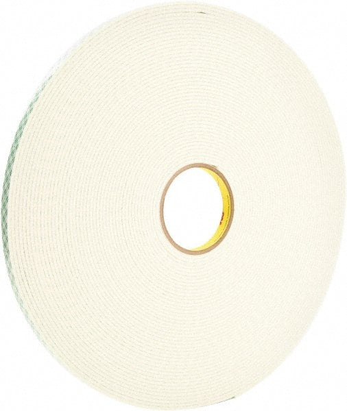 3M - 1/2" x 36 Yd Acrylic Adhesive Double Sided Tape - 125 mil Thick, Off-White, Foam Liner - Exact Tooling