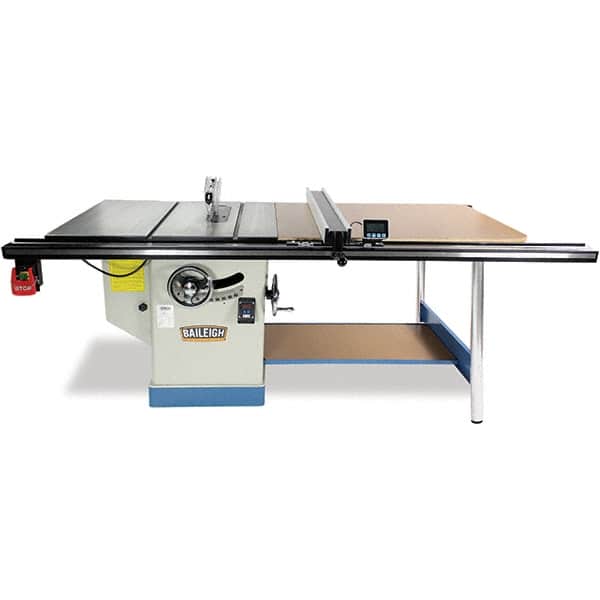 Baileigh - 12" Blade Diam, 1" Arbor Diam, 1 Phase Table Saw - 5 hp, 37" High, 220 Volt, 4" Cutting Depth - Exact Tooling