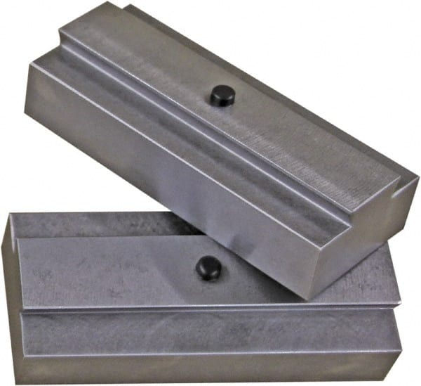 CarveSmart - 3/4" Wide x 1.71" High x 3/4" Thick, Flat/No Step Vise Jaw - Soft, Ductile Iron, Fixed Jaw, Compatible with 6" Vises - Exact Tooling