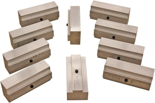 CarveSmart - 1" Wide x 1.71" High x 1" Thick, Flat/No Step Vise Jaw - Soft, Aluminum, Fixed Jaw, Compatible with 4" Vises - Exact Tooling
