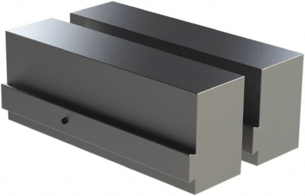 CarveSmart - 2" Wide x 3" High x 2" Thick, Flat/No Step Vise Jaw - Soft, Aluminum, Fixed Jaw, Compatible with 6" Vises - Exact Tooling