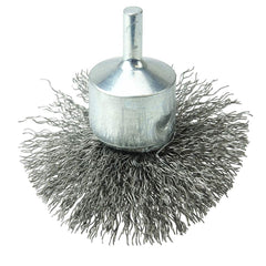Weiler - End Brushes; Brush Diameter (Inch): 3 ; Fill Material: Steel ; Filament/Wire Diameter Range (Decimal Inch): 0.0201 and Above ; Filament/Wire Diameter (Decimal Inch): 0.0140 ; Wire Type: Crimped Wire ; Bridled: No - Exact Tooling