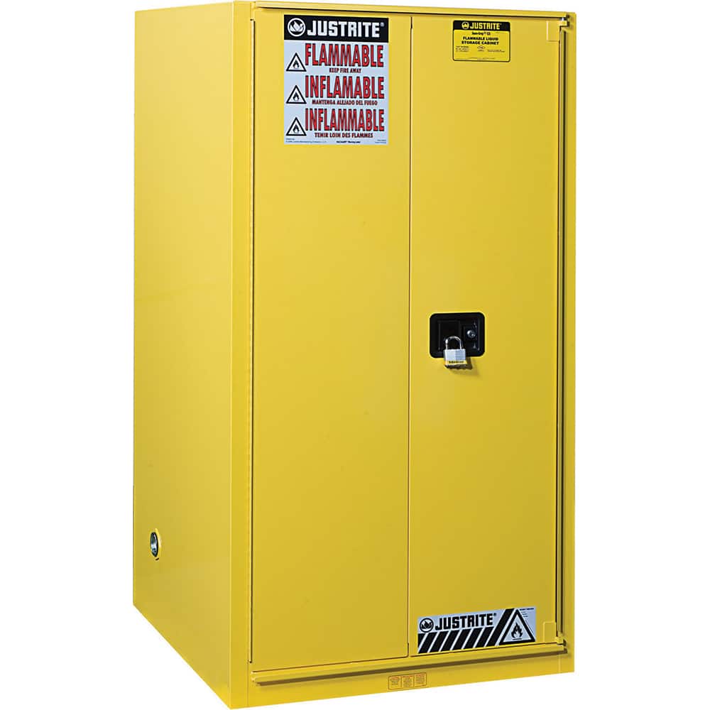 Justrite - 1 Door 2 Shelf 60 Gal Safety Cabinet for Flammable Substances - Exact Tooling