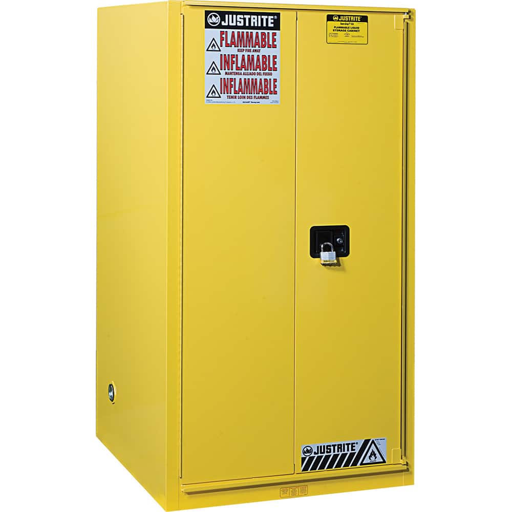 Justrite - 1 Door 2 Shelf 90 Gal Safety Cabinet for Flammable Substances - Exact Tooling
