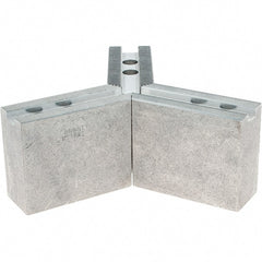 Abbott Workholding Products - 1.5mm x 60° Serrated Attachment, Square Soft Lathe Chuck Jaw - 3 Jaws, Aluminum, 63/64" Btw Mount Hole Ctrs, 4" Long x 1-1/2" Wide x 3" High, 0.5512" Groove, 0.4724" & 12mm Fastener - Exact Tooling