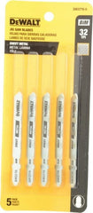 DeWALT - 3" Long, 32 Teeth per Inch, High Carbon Steel Jig Saw Blade - Toothed Edge, 0.3" Wide x 0.035" Thick, T-Shank - Exact Tooling