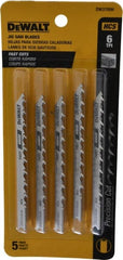 DeWALT - 4" Long, 6 Teeth per Inch, High Carbon Steel Jig Saw Blade - Toothed Edge, 1/4" Wide x 0.06" Thick, U-Shank - Exact Tooling