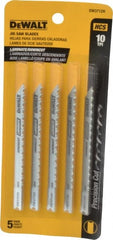 DeWALT - 4" Long, 10 Teeth per Inch, High Carbon Steel Jig Saw Blade - Toothed Edge, 1/4" Wide x 0.06" Thick, U-Shank - Exact Tooling