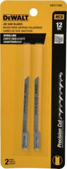 DeWALT - 3" Long, 12 Teeth per Inch, High Carbon Steel Jig Saw Blade - Toothed Edge, 1/4" Wide x 1/16" Thick, U-Shank - Exact Tooling