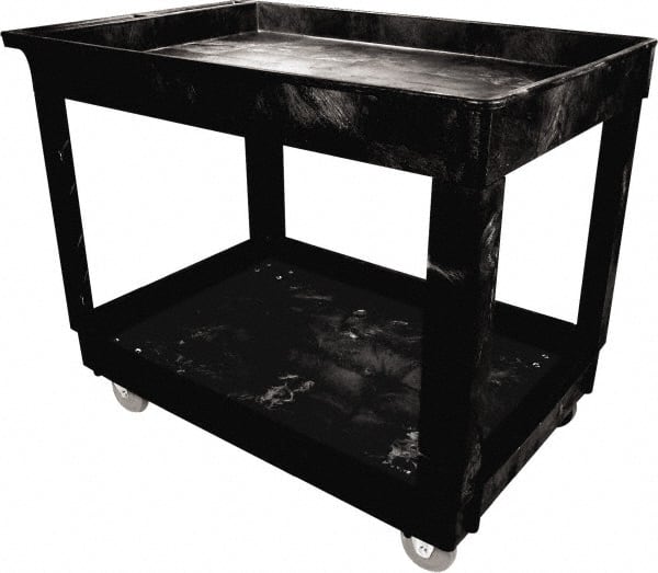 Rubbermaid - 300 Lb Capacity, 24" Wide x 40" Long x 32-3/8" High Standard Utility Cart - 2 Shelf, Plastic - Exact Tooling