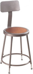 NPS - 16-3/4" Wide x 18-1/2" Deep x 44 to 53-1/2" High, Standard Base, Adjustable Seat Stool - Hardboard Seat, Gray and Brown - Exact Tooling