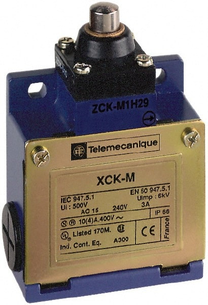 Telemecanique Sensors - DP, NC/NO, 240 VAC, Screw Terminal, End Plunger Actuator, General Purpose Limit Switch - IP66 IPR Rating - Exact Tooling