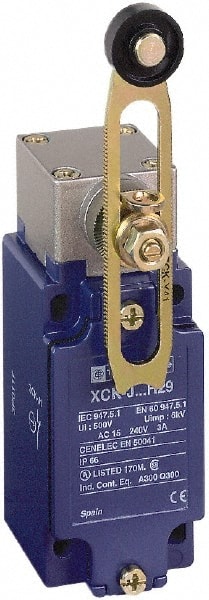 Telemecanique Sensors - SPDT, NC/NO, 240 VAC, 250 VDC, Screw Terminal, Roller Lever Actuator, General Purpose Limit Switch - 1, 2, 3, 4, 12 NEMA Rating, IP66 IPR Rating - Exact Tooling