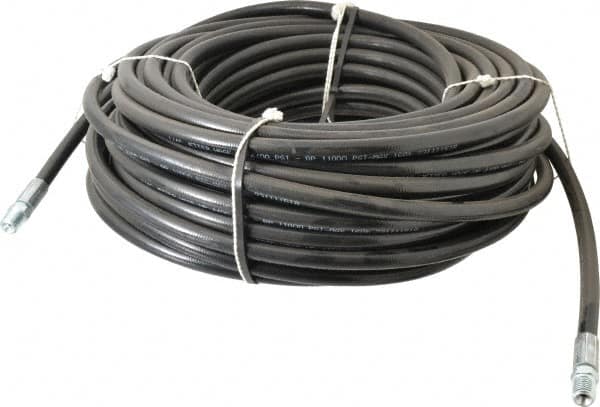 Value Collection - 1/4" ID x 1/2" OD, 4,400 Working psi, Black Thermoplastic Polyurethane Sewer Hose - 100' Long, -40 to 160°F - Exact Tooling