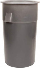 Bayhead Products - 55 Gal Gray Round Trash Can - Polyethylene, 40" High - Exact Tooling