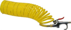 Value Collection - 1/4" ID Thumb Lever Air Gun - 25' Long Nylon Hose, 1/4" Inlet, NPT Thread, 200 Max psi - Exact Tooling