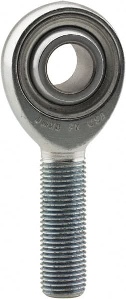 Made in USA - 1" ID, 2.95" Max OD, 107,182 Lb Max Static Cap, Plain Male Spherical Rod End - 1-1/4 - 12 LH, 2-1/2" Shank Length, Alloy Steel with Steel Raceway - Exact Tooling