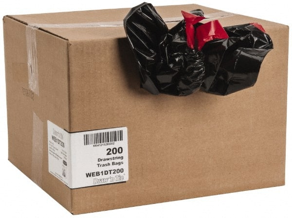 PRO-SOURCE - 1.2 mil Thick, Household/Office Trash Bags - Hexene Resins, Drawstring, 30-1/2" Wide x 34" High, Black - Exact Tooling