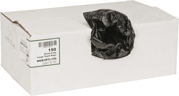 PRO-SOURCE - 1.2 mil Thick, Household/Office Trash Bags - Hexene Resins, Drawstring, 33-1/2" Wide x 38" High, Black - Exact Tooling