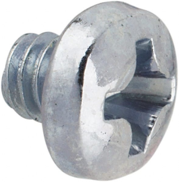 Value Collection - #5-40 UNC, 1/8" Length Under Head Phillips Drive Machine Screw - Pan Head, Grade J82 Steel, Zinc-Plated Finish, Without Washer - Exact Tooling