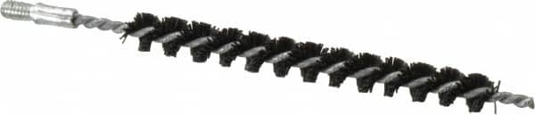 Schaefer Brush - 3" Brush Length, 5/16" Diam, Nylon Single Stem, Single Spiral Condenser Tube Brush - 4-1/2" Long, Nylon, 8-32 Male Connection - Exact Tooling