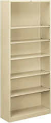 Hon - 6 Shelf, 81-1/8" High x 34-1/2" Wide Bookcase - 12-5/8" Deep, Steel, Putty - Exact Tooling