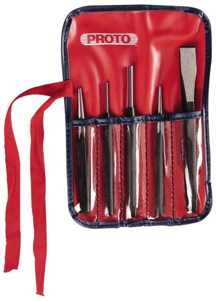 Proto - 5 Piece Punch & Chisel Set - 5/8" Chisel, Hex Shank - Exact Tooling