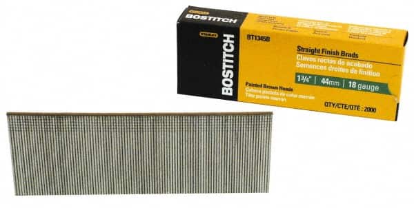 Stanley Bostitch - 18 Gauge 1-3/4" Long Brad Nails for Power Nailers - Steel, Galvanized Finish, Brad Head, Chisel Point - Exact Tooling