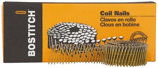 Stanley Bostitch - 0.092" Shank Diam 2" Long Siding Nails for Power Nailers - Steel, Galvanized Finish, Ring Shank, Coil Wire Collation, Blunt Diamond Point - Exact Tooling
