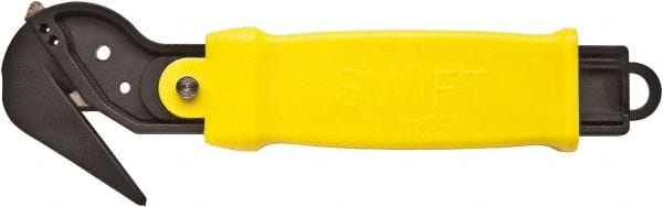 Swift Safety Cutter - Springback Safety Utility Knife - 2" Steel Blade, Yellow Nylon-6 Polyamide Handle, 1 Blade Included - Exact Tooling