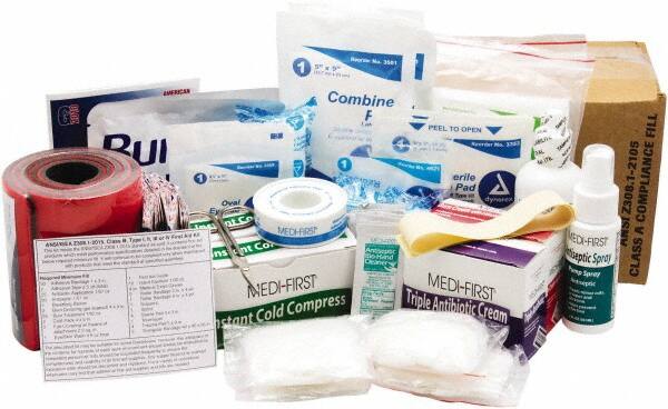 Medique - 175 Piece, 75 Person, Refill for Industrial First Aid Kit - Plastic Bag - Exact Tooling