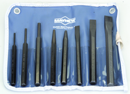 8-Pc. Punch & Chisel Set; includes 3 Punches; 1center punch; 1 solid punch; 3 cold chisels - Exact Tooling
