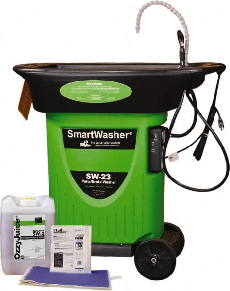 CRC - Free Standing Water-Based Mobile Parts Washer Kit - 25 Gal Max Operating Capacity, Plastic Tank, 42" Long x 45" Wide - Exact Tooling