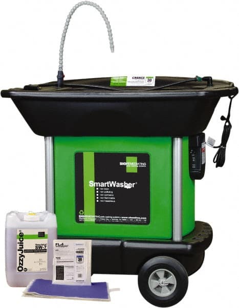 CRC - Free Standing Water-Based Mobile Parts Washer Kit - 25 Gal Max Operating Capacity, Plastic Tank, 42" Long x 48" Wide - Exact Tooling