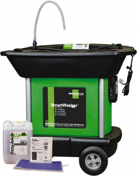 CRC - Free Standing Water-Based Mobile Parts Washer Kit - 25 Gal Max Operating Capacity, Plastic Tank, 42" Long x 48" Wide - Exact Tooling