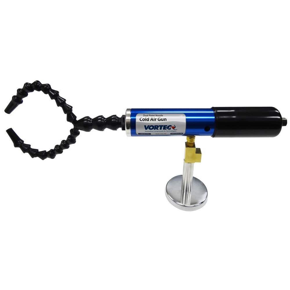 Vortec - Cold Air Coolant Systems; Type: Dual Nozzle Cold Air Gun System ; Air Capacity (BTU/Hr): 1500 ; Hose Length (Inch): 15 ; Hose Inside Diameter (Inch): 1/4 ; Number of Outlets: 2.000 ; Tank/Unit Length (Inch): 10-5/8 - Exact Tooling
