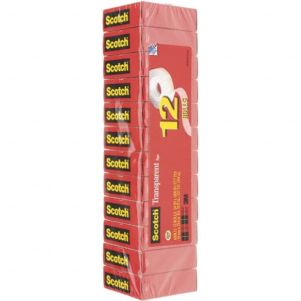 3M - 3/4" x 27.78 Yd Clear Rubber Adhesive Transparent Tape - Cellulose Acetate Backing, 2.5 mil Thick - Exact Tooling