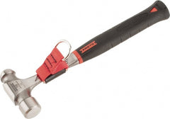 Proto - Steel Tethered Ball Pein Hammer - Steel Handle with Grip, 1-5/16" Face Diam, 12-7/8" OAL - Exact Tooling