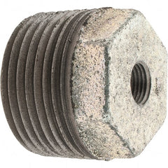 Made in USA - Class 150, 1 x 1/8" Galvanized Pipe Hex Bushing - Threaded, Malleable Iron - Exact Tooling