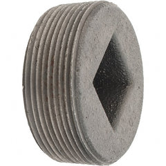 Made in USA - Class 150, 2" Black Pipe Countersunk Square Plug - Threaded, Malleable Iron - Exact Tooling