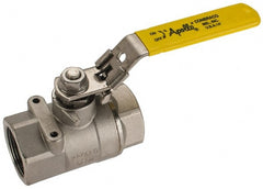 Apollo - 1-1/4" Pipe, Standard Port, Stainless Steel Standard Ball Valve - 2 Piece, NPT Ends, Locking Lever Handle, 600 WOG, 150 WSP - Exact Tooling