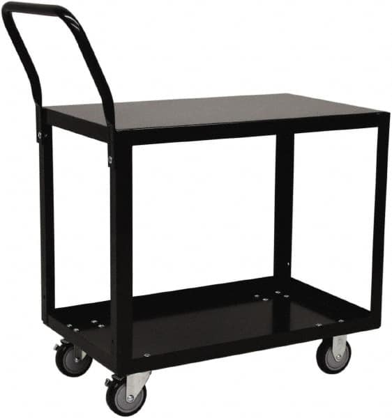 Jamco - 800 Lb Capacity, 24" Wide x 36" Long x 28" High Shelf Cart - 2 Shelf, Steel, 2 Rigid/2 Swivel Casters - Exact Tooling