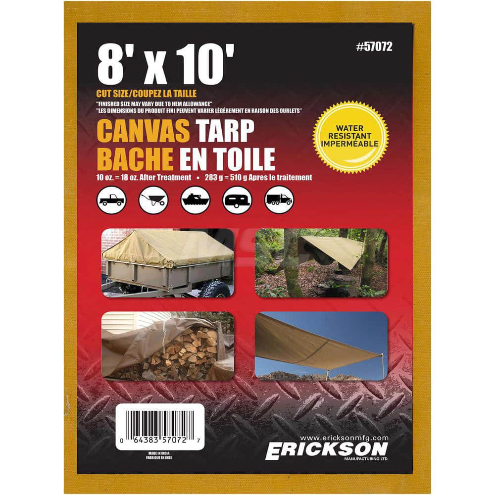 Erickson Manufacturing - Tarps & Dust Covers; Material: Canvas ; Width (Feet): 8.00 ; Grommet: Yes ; Color: Beige ; Length: 10 ; Additional Information: Finished Size May Vary Due to Hem Allowance - Exact Tooling